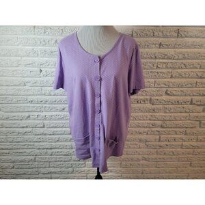 Essentials by Maggie Womens Top 14W 16W Plus Short Sleeve Lavender GEO353E